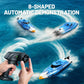 RC Boat 25KM/H High Speed Waterproof Remote Control Boat,Water Cooling, 2.4GHz Remote, 2 Batteries, LED Lights, One-Key Flip, Low Battery
