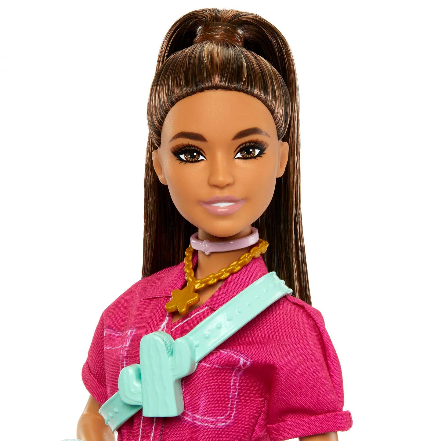 Barbie Doll In Trendy Pink Jumpsuit With Accessories And Pet Puppy