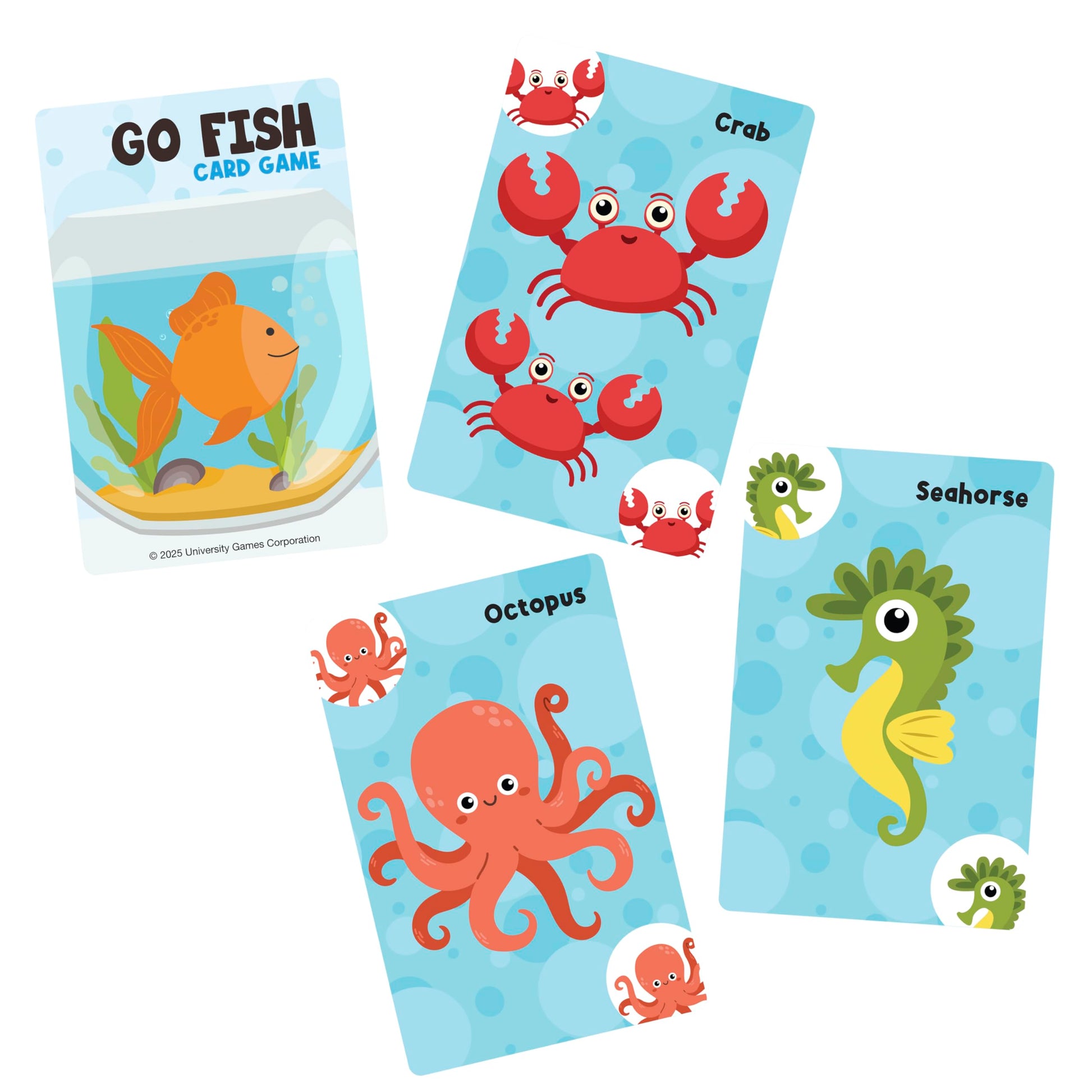 University Games Go Fish Card Game - Jumbo Size, Colorful Animal Cards for Kids Ages 4 and Up, Fun Family and Educational Game