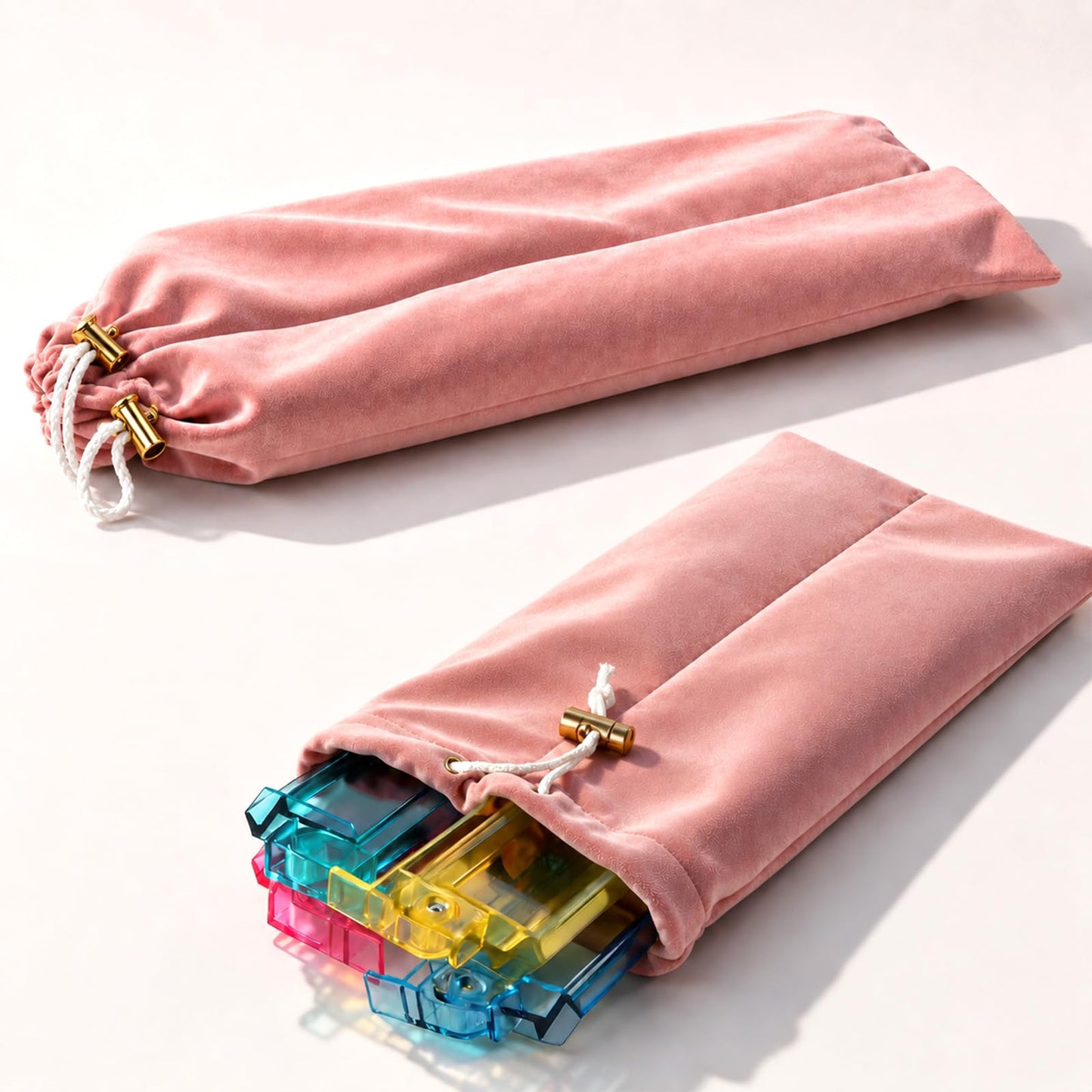 Treasdamic Mahjong Rack Bag, 2 Compartments Velvet Drawstring Pouch, Soft Sleeve Organizer, Mahjong Rack Storage Bags for 4 Mahjong Racks and Pushers