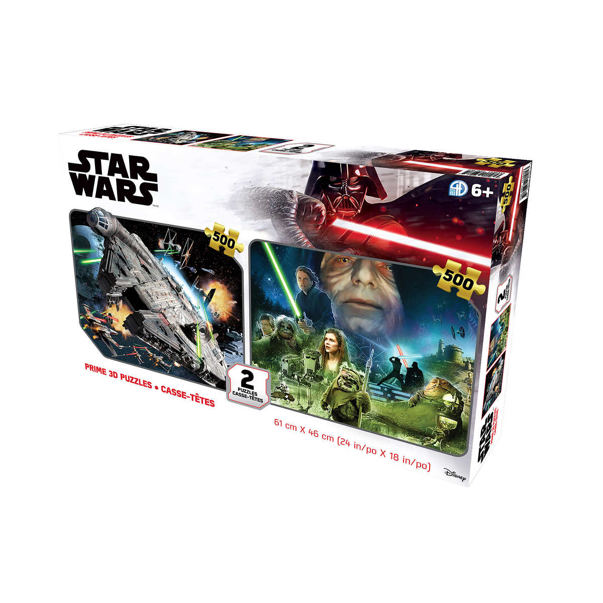 Star Wars Lenticular 3D Puzzles 500 Piece Puzzle for Kids Ages 3-10 3D Dual Pack Puzzles for Girls and Boys Great Gifts for Children