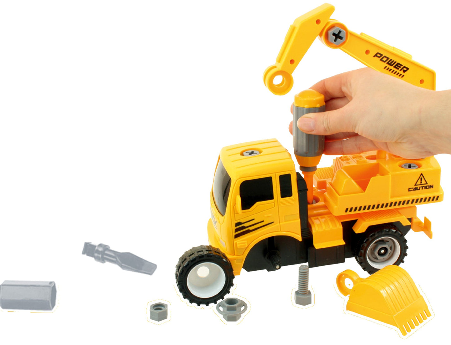 PowerTRC Take-A-Part Construction Truck with 4 Different Forms Dump Truck Crane Cement Mixer Excavator