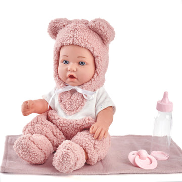 Enjoyin 12" Baby Doll with Accessories for Toddler Girls Ages 3+ | Includes Pink Outfit, Pacifier, Bottle & Soft Blanket | Interactive Role-Play Toy