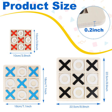 REGUICORP 6 Pack Tic Tac Toe Board Game, 3 Sizes Wooden Tic Tac Toe Game, Tic Tac Toe Coffee Table Decor, Classical Family Board Games for Family