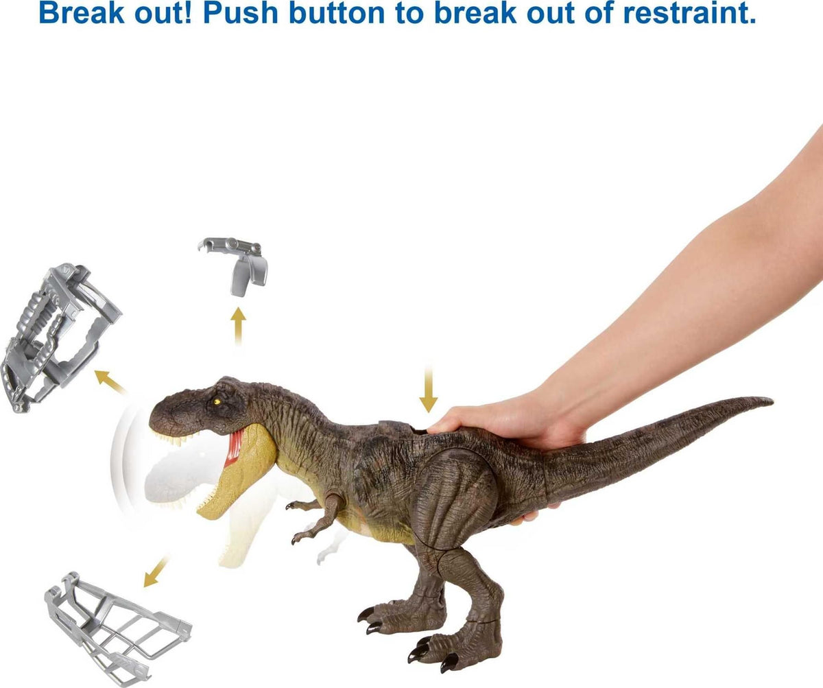 Mattel Jurassic World Camp Cretaceous Dinosaur Toy, Stomp 'n Escape Tyrannosaurus T Rex Action Figure with Stomping Motion