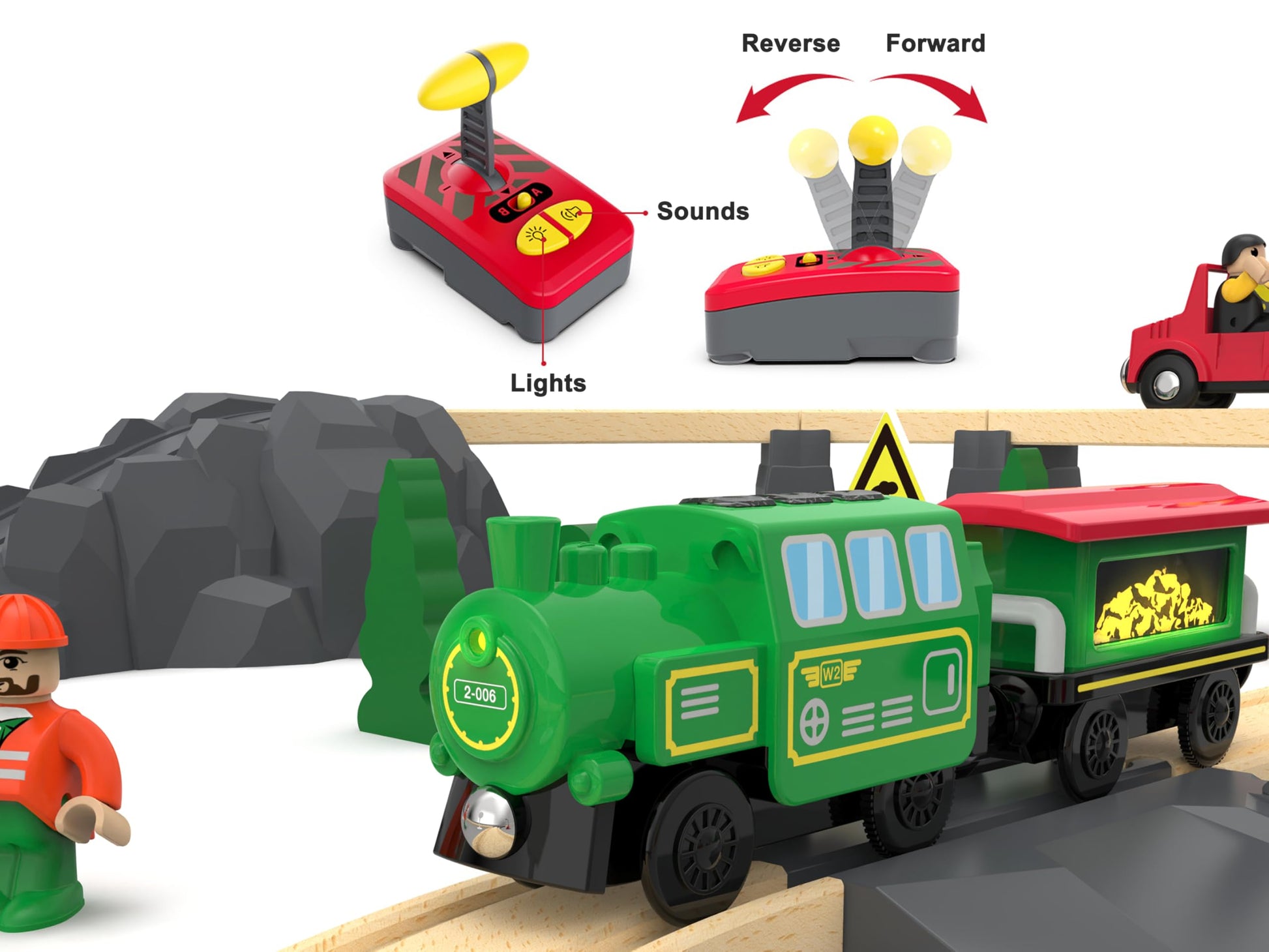 Wooden Train Accessories Battery Operated Locomotive Train, Remote Control Train for Track Set, Powerful Engine Train Vehicles Fit All Major Brands