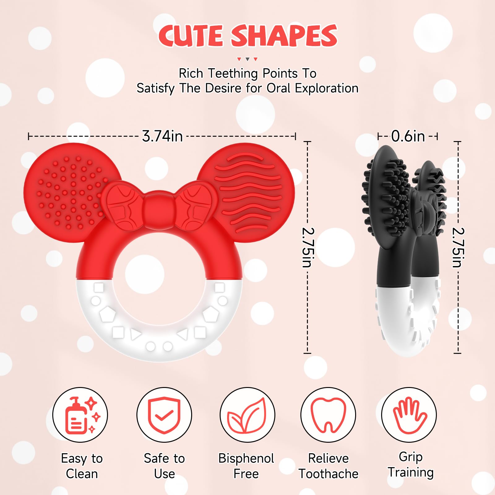 2 Packs Baby Teething Toys for Babies 3-6 6-12 Months?BPA Free Soft and Silicone Infant Teething Relief Soothing Sore Gums Baby Teethers Toys