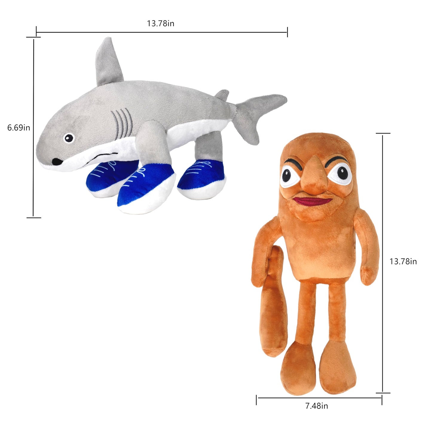 SEIUGDEF 2-Pack Italian Brainrot Plush Toys, Tralalero Tralala and Tung Tung Sahur Stuffed Figures, Big Soft Meme Stuffed Animals Toys for Desk Decor