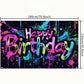 HOMETITUTE Neon Happy Birthday Banner 71x43 Inch Photography Backdrops