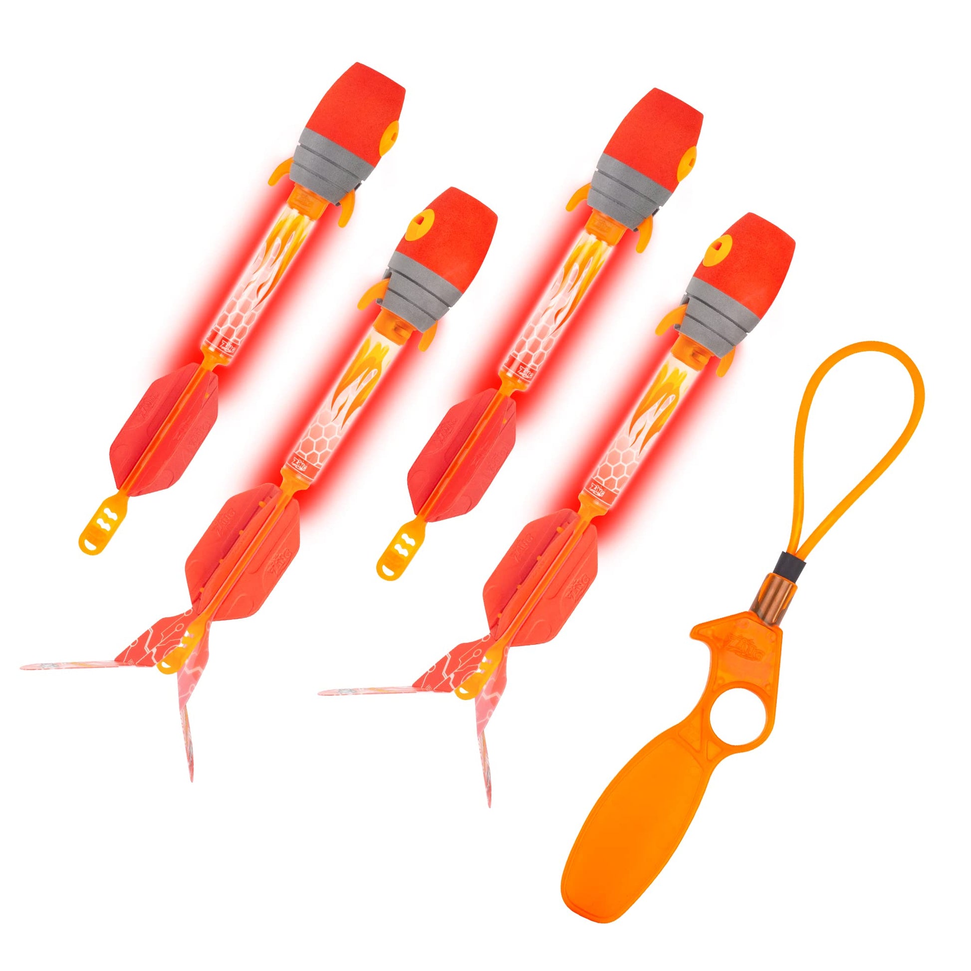 Zing Firetek Rocket Combo Pack, Light-Up Toys Include 2 Firetek Rockets (Fly up to 250 Feet), 2 Firetek Copters (Fly up to 150 Feet) and 1 Rip Zip