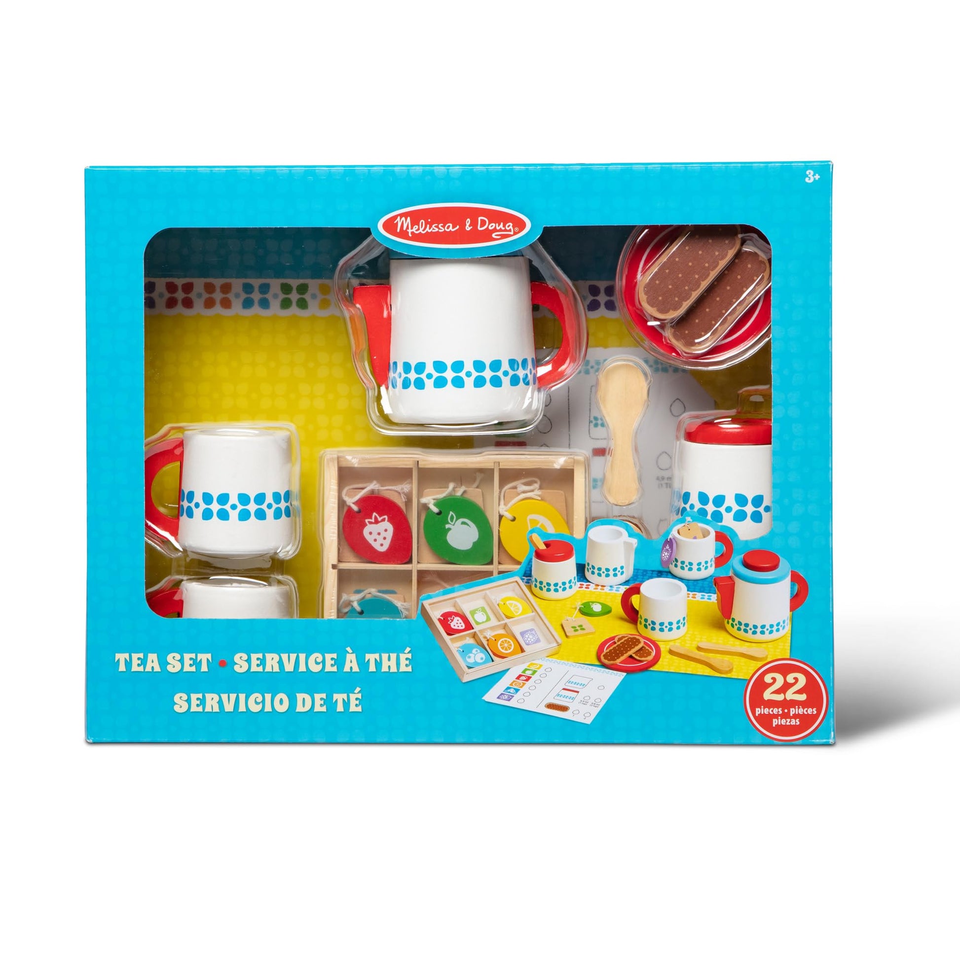 Melissa & Doug 20-Piece Steep and Serve Wooden Tea Set - Play Food and Kitchen Accessories