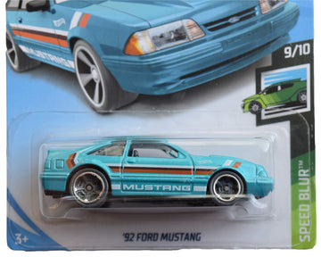 Hot Wheels '92 Ford Mustang, [Blue] 152/250 Speed Blur 9/10