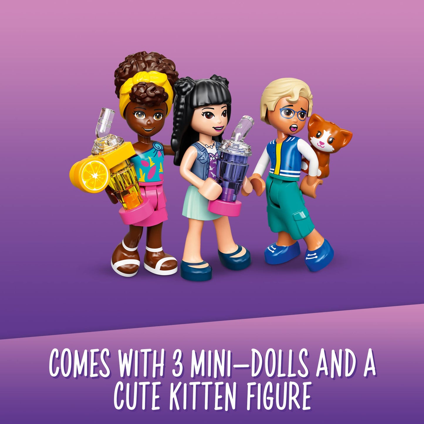 LEGO Friends Street Food Market 41701; New Food-Play Building Kit Promotes Imaginative Play; Includes Emma and Kitten Toy; Birthday Gift for Kids Aged