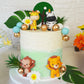 Jungle Safari Animal Cake Topper with Lion Giraffe Monkey Zebra Balls for Wild Animals Themed Birthday Supplies