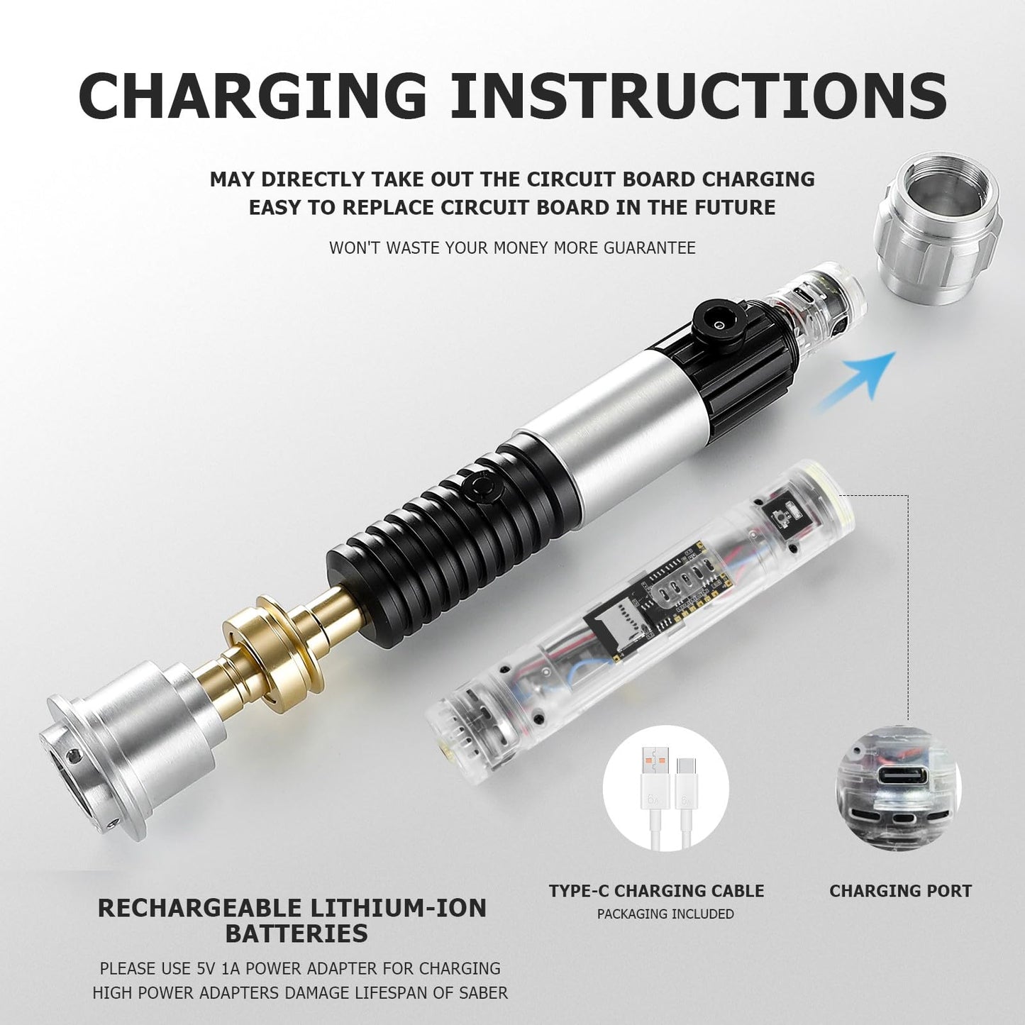 BSTSABER Upgrade App Control Obw Lightsaber, Smooth Swing 16 Sets Sound Effects 3 Light Effects and 16 Colors Change, Metal Dueling Light Saber