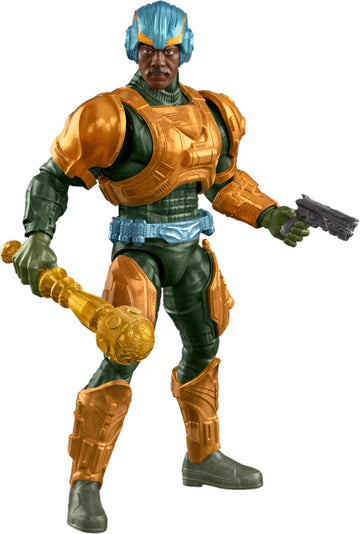 Masters of the Universe 5.5 Inch Action Figure Toy, Man at Arms 2026 Movie Accurate Hero, 14 Movable Joints & Scepter & Blaster, Idris Elba