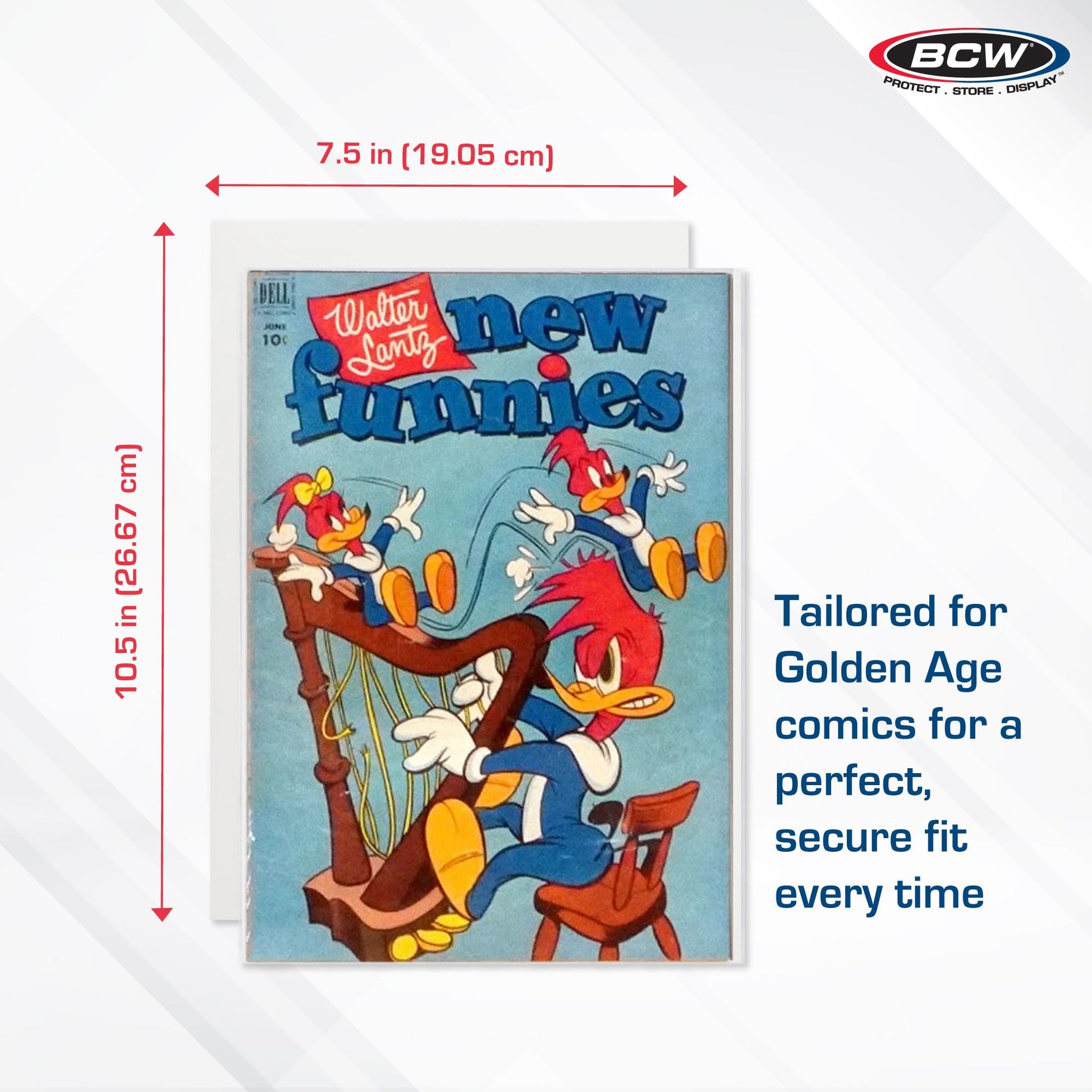 BCW Golden Age Comic Backing Boards - 100 Pack | Certified Acid-Free Comic Book Storage | 7 1/2 x 10 1/2 Inch Dimensions | Archival-Quality Boards