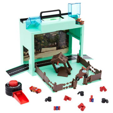 Disney Store Action Toys Pixar Car Play Set - Toolbox Case with Lightning McQueen & Tow Mater Die Cast Cars, Launcher, Junkyard Shack and Accessories