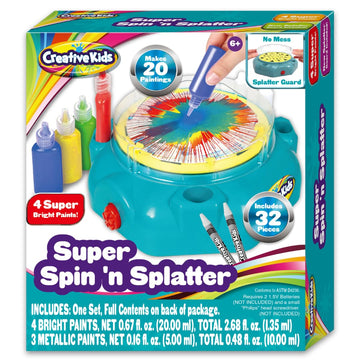 Creative Kids Super Spin 'n Splatter Art Machine Artas and Crafts for Boys and Girls Ages - Painting Spinner Toys for Kids - Gift Ideas 6 7 8 9 Ages