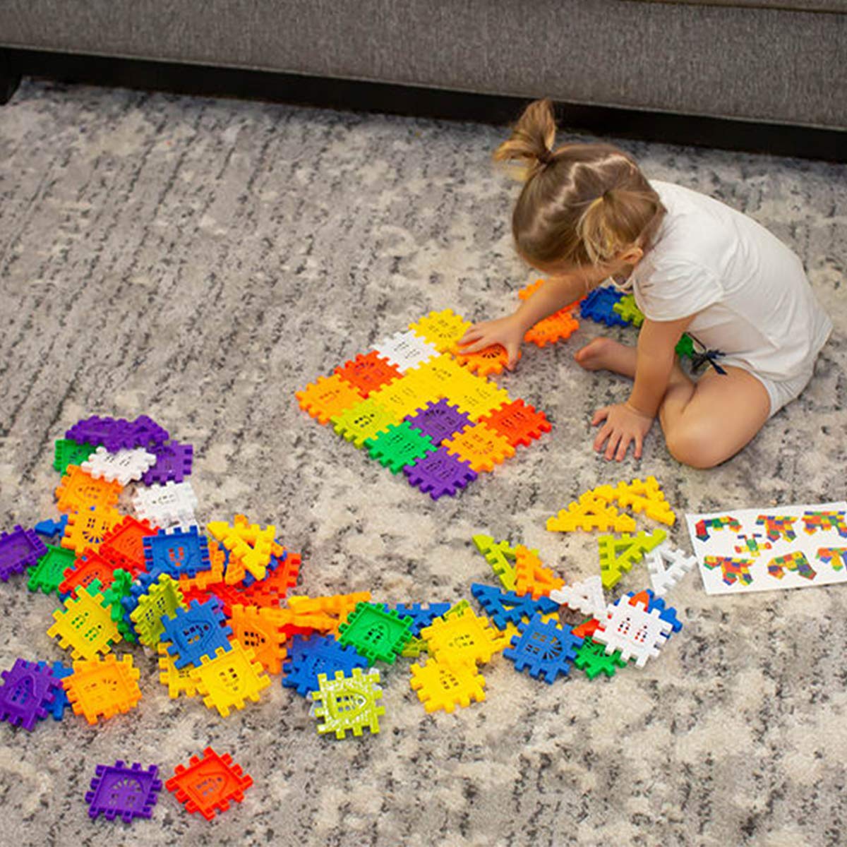 RAINBOW TOYFROG Waffle Blocks STEM Building Toys for Kids Ages 4-8, Large Kids Building Blocks with Toy Storage Container - Kindergarten Toys