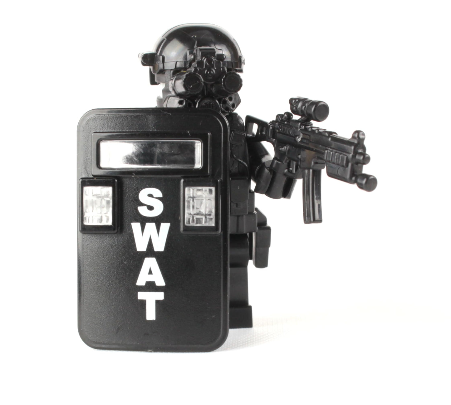 Battle Brick 1.6 Inches Tall Collectible SWAT Police Officer Pointman Custom Minifigure| Genuine Police Minifig | Great Gift for Ages 10+ to Adult