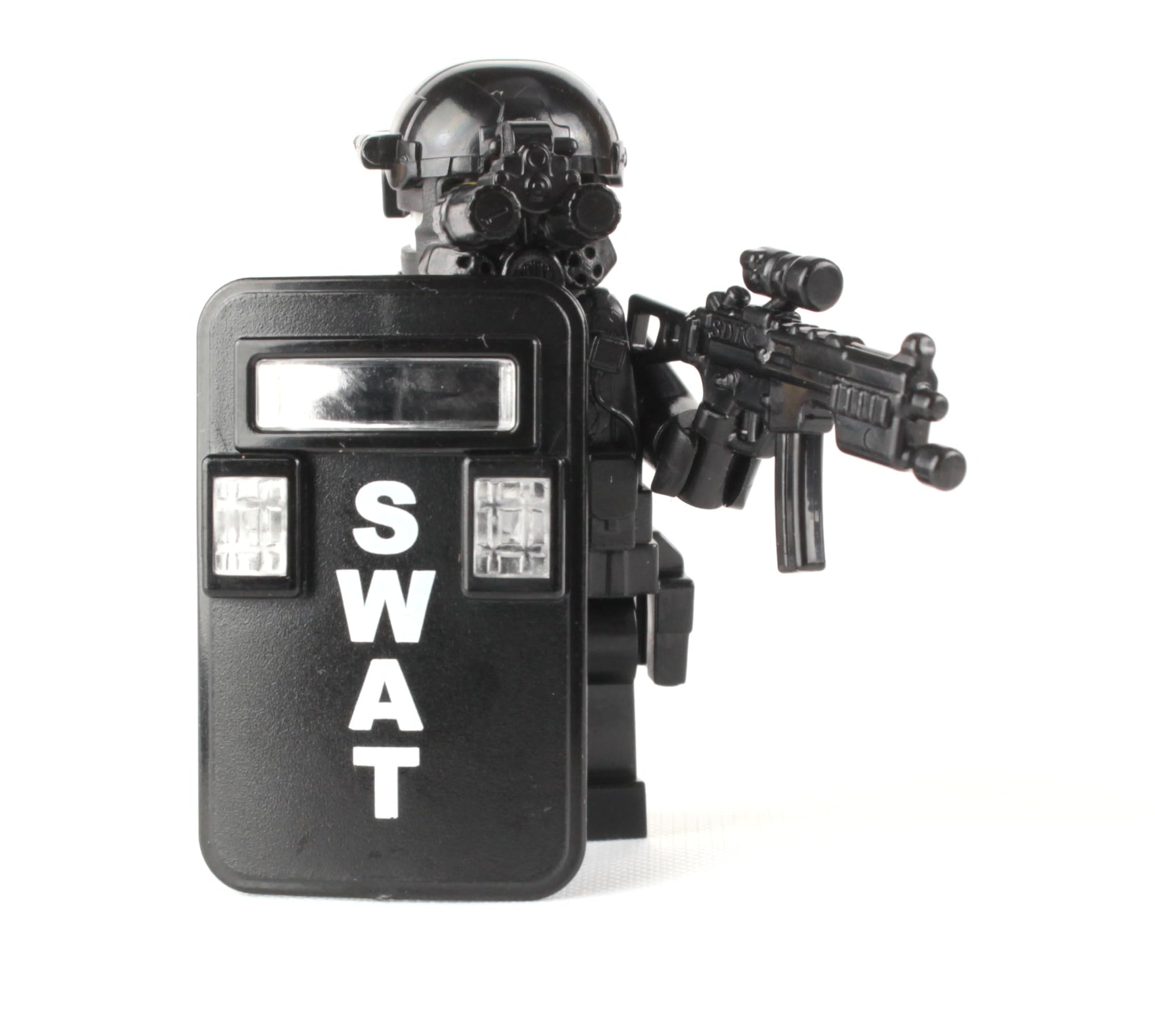 Battle Brick 1.6 Inches Tall Collectible SWAT Police Officer Pointman Custom Minifigure| Genuine Police Minifig | Great Gift for Ages 10+ to Adult