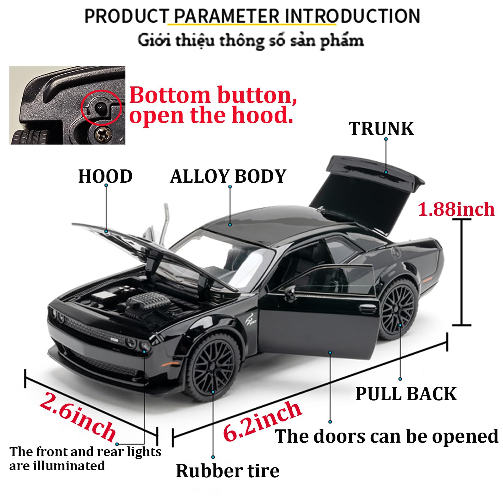 ERBADIHAGO Toy Car Model 1/32 Alloy Model Car with Light and Sound Collectible Model Cars Pull Back Toy Vehicles for Boys Children Age 3 + Year Old