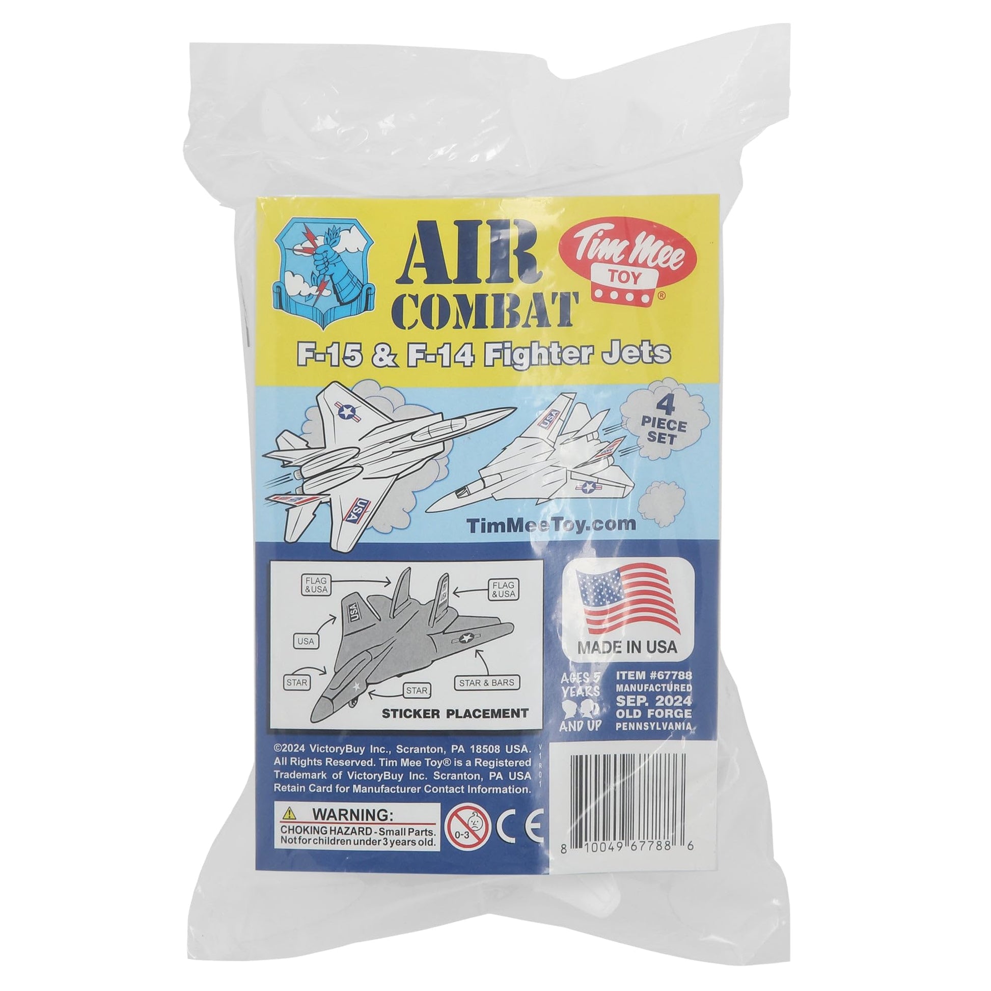 TimMee Plastic Army Men Combat Fighter Jets - 4pc White Airplanes Made in USA