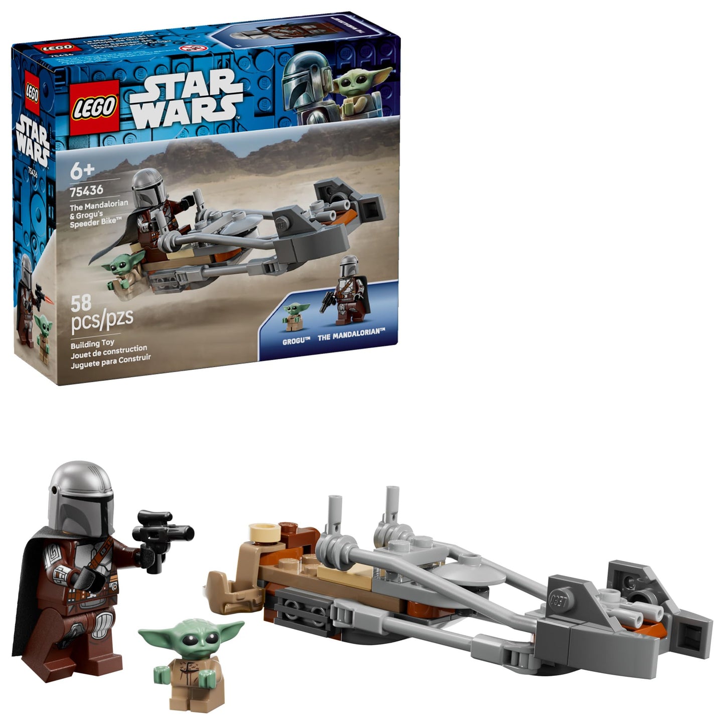 LEGO Star Wars The Mandalorian & Grogu’s Speeder Bike Building Toy for Boys & Girls - Pretend Play Space Vehicle W/2 Star Wars Character Figures