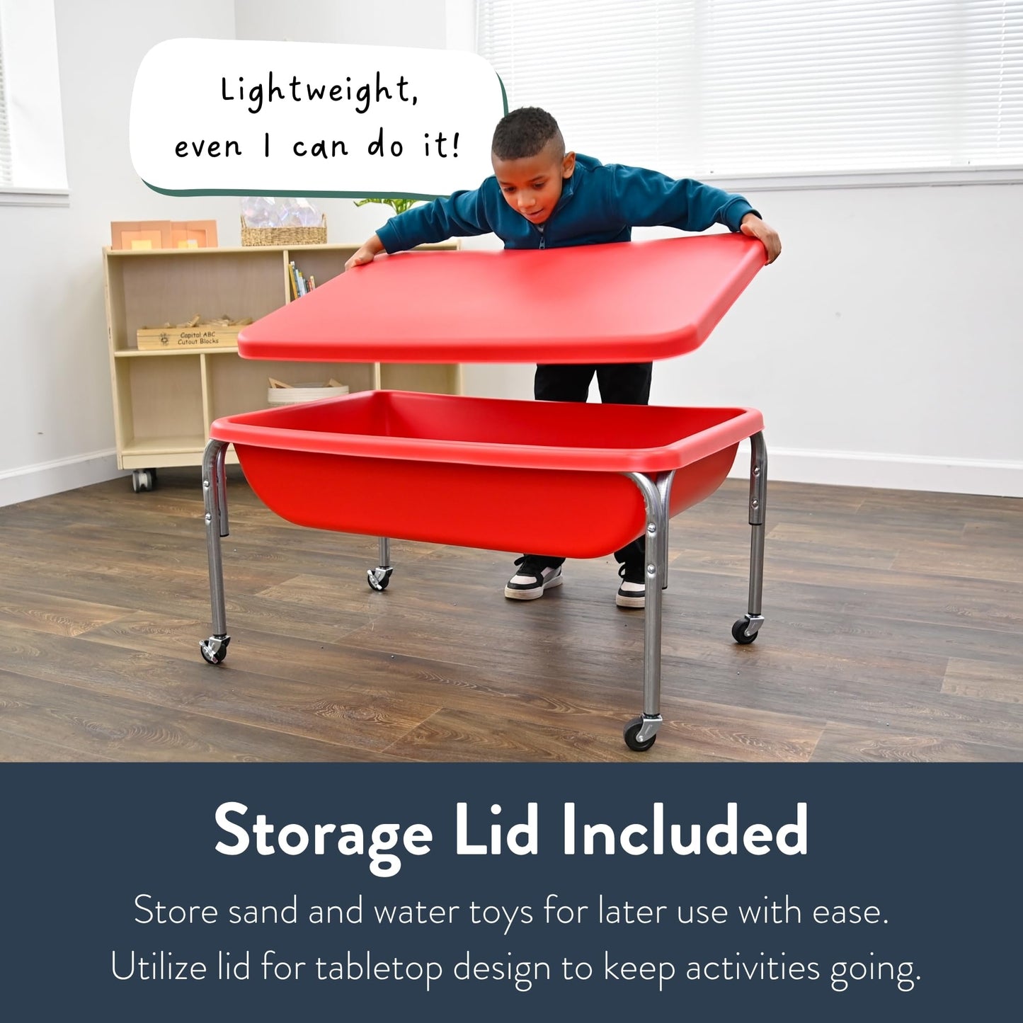 Children's Factory Water Table and Lid Set, Red Sensory Table for Kids, 24"