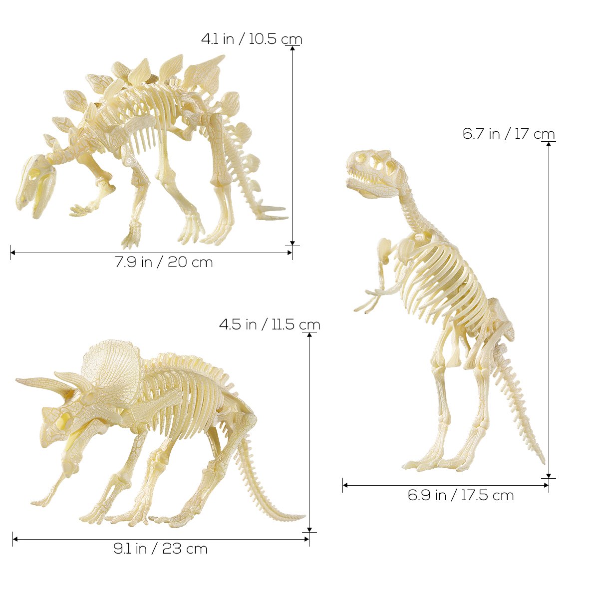 NUOLUX 3Pcs 4D Dinosaur Fossil Skeleton Toys DIY for Kids Fossil Skeleton Figure