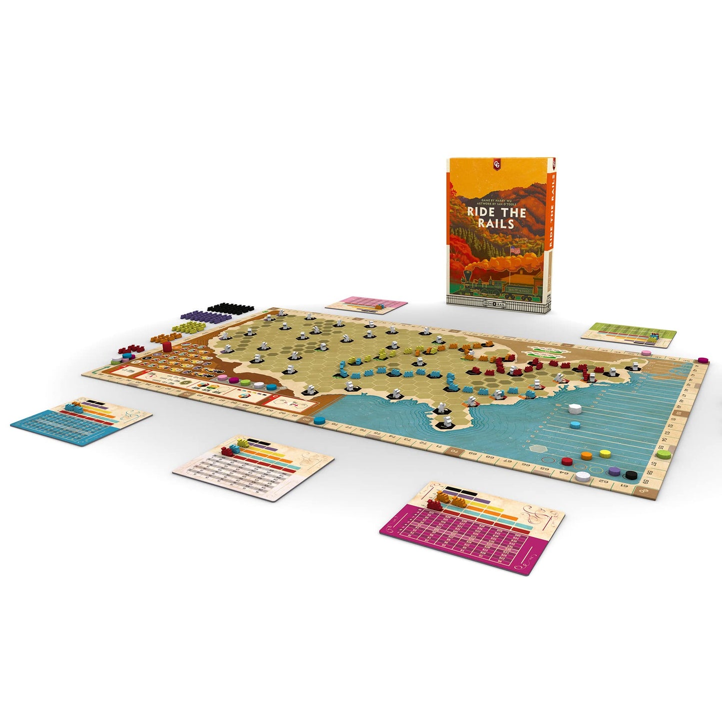 Capstone Games Ride The Rails Strategy Board Game for 3 to 5 Players | Competitive Railroad Investment with Network Expansion and Shared Routes