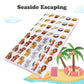 Seaside Escape Game Blocks, Mahjong Tile Game Sets with 49 Tiles 30mm Pet and Food Pattern.