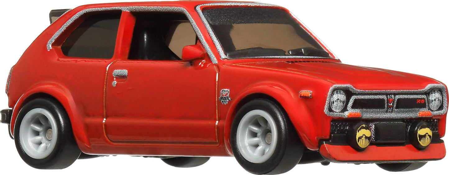 Hot Wheels Premium Car Culture Collectible Toy Car, 1:64 Scale Die-Cast '73 Honda Civic Custom, Japan Historics 4 Vehicle with Real Riders Tires