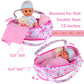 Young Buds Baby Doll Cradle Bassinet Portable Doll Carrier Carry Bag,Doll Accessories Playset,with Soft Pillow Quilt Blanket Bear,for 8-9-10-11-12