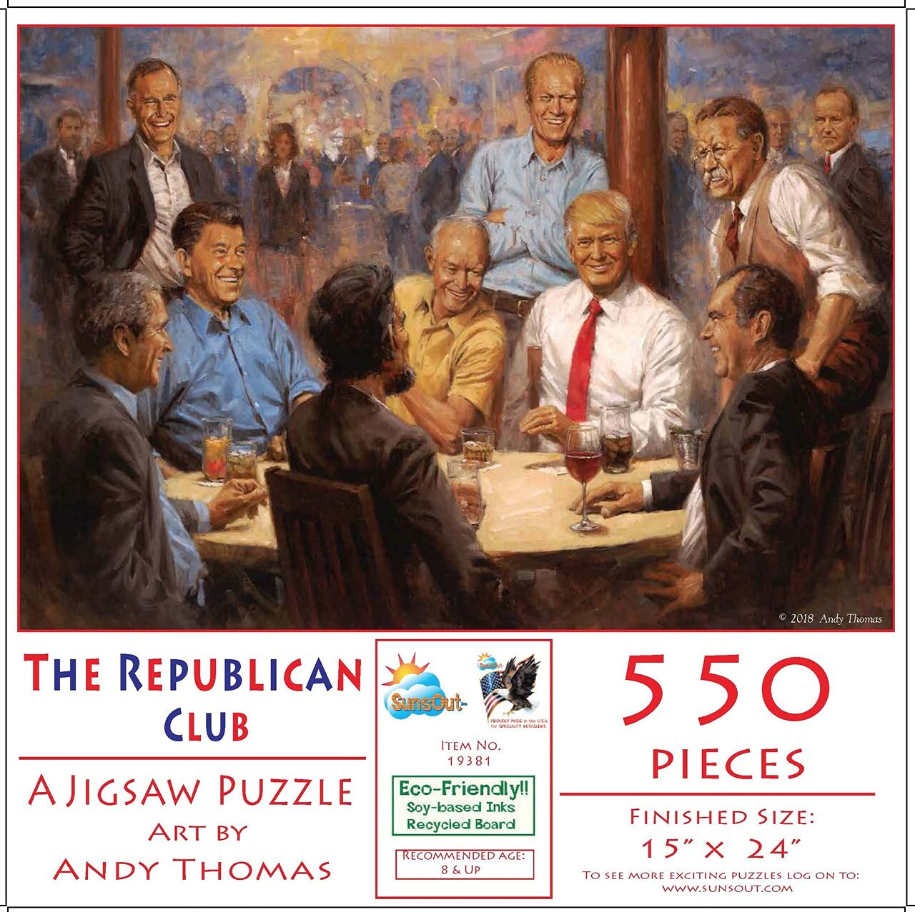 SunsOut The Republican Club 550 piece Jigsaw Puzzle for Adults, Artist Andy Thomas, President Series, Americana
