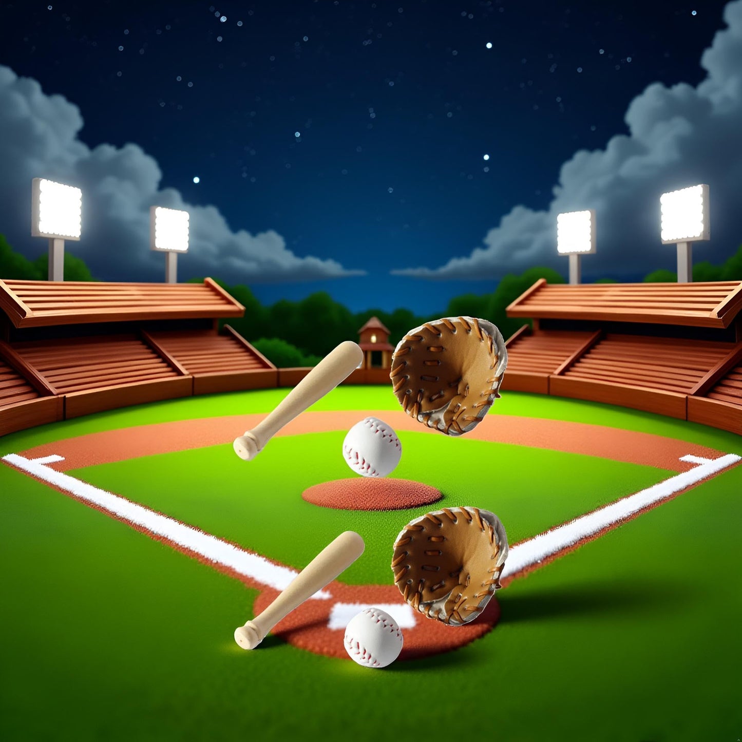 2Set Khaki Dollhouse Baseball, 1/12 Scale Miniature Accessories, Wood Miniature Baseball Glove Set for Scene Decor