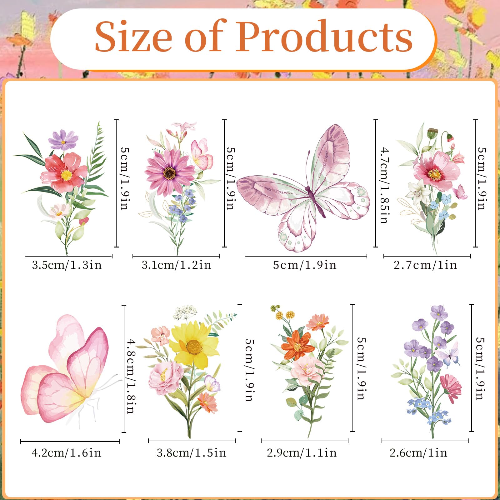 Deorfuy Wildflower Party Decorations 40PCS Cupcake Toppers Floral