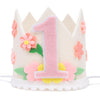 PATRDIO Wild Flower 1st Birthday Crown- Wild Flower 1st Birthday Decorations, Flower Theme Birthday Hat, Spring 1st Birthday Party Decoration, Little