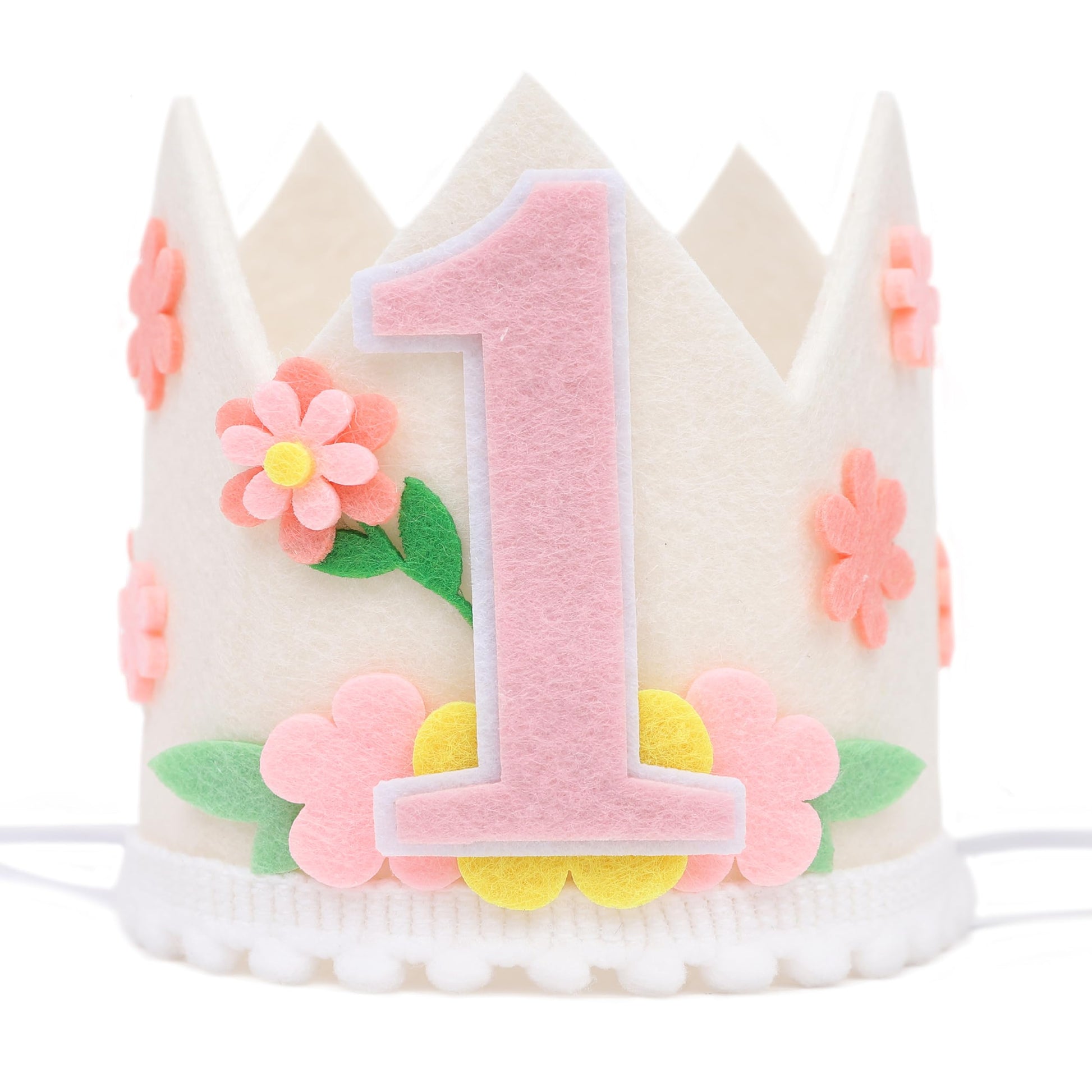 PATRDIO Wild Flower 1st Birthday Crown- Wild Flower 1st Birthday Decorations, Flower Theme Birthday Hat, Spring 1st Birthday Party Decoration, Little