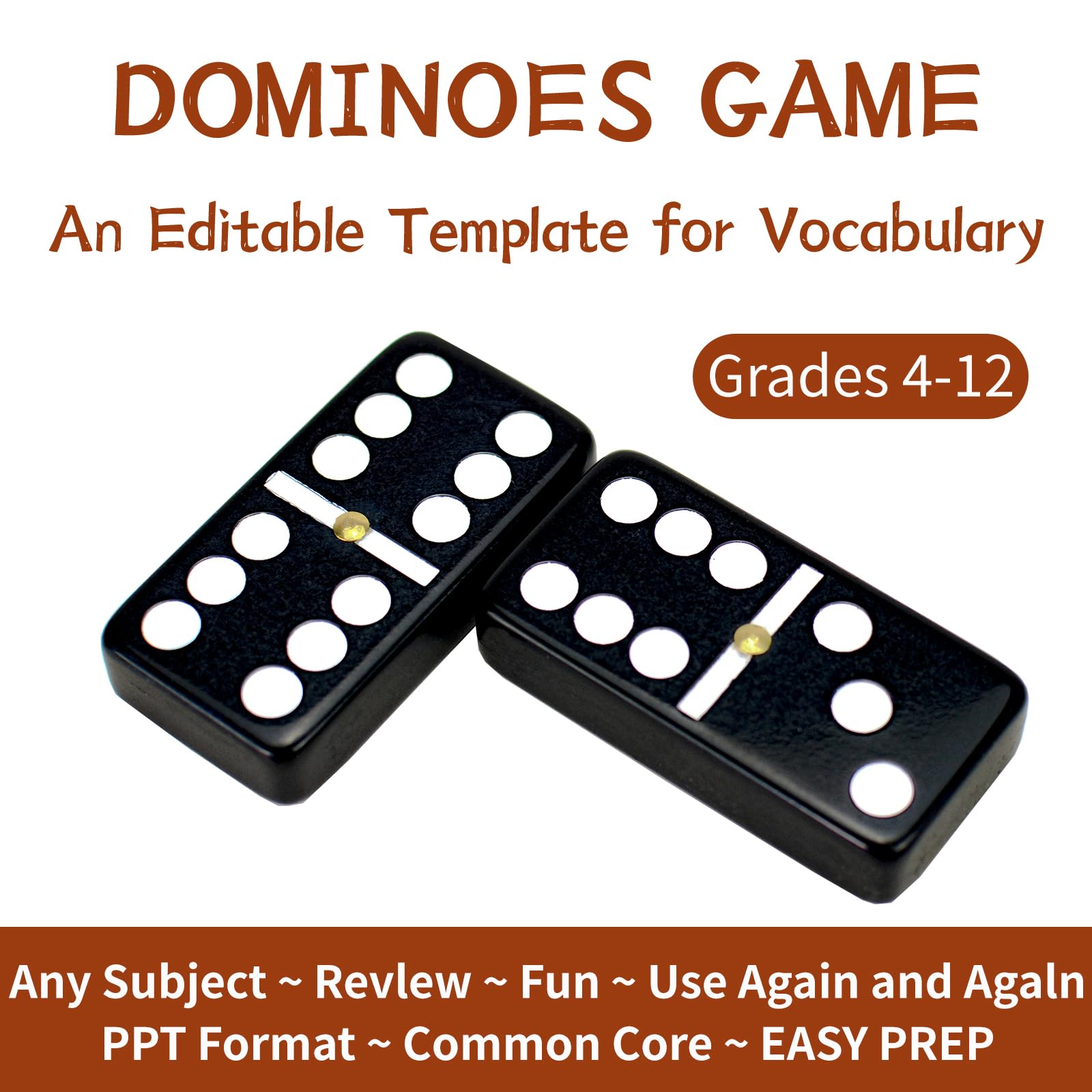 Bucher&Rossini Dominoes Set Double 6 - Classic Black Domino's Game Set for Adults and Kids Idea Gift Present for Domino Players or Family Game Night