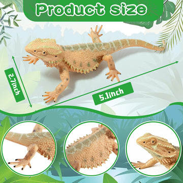 Rich Boxer 5'' Lizard Figurine Bearded Dragon Animal Figurine Plastic Lizard Reptile Model for Home Garden Decoration