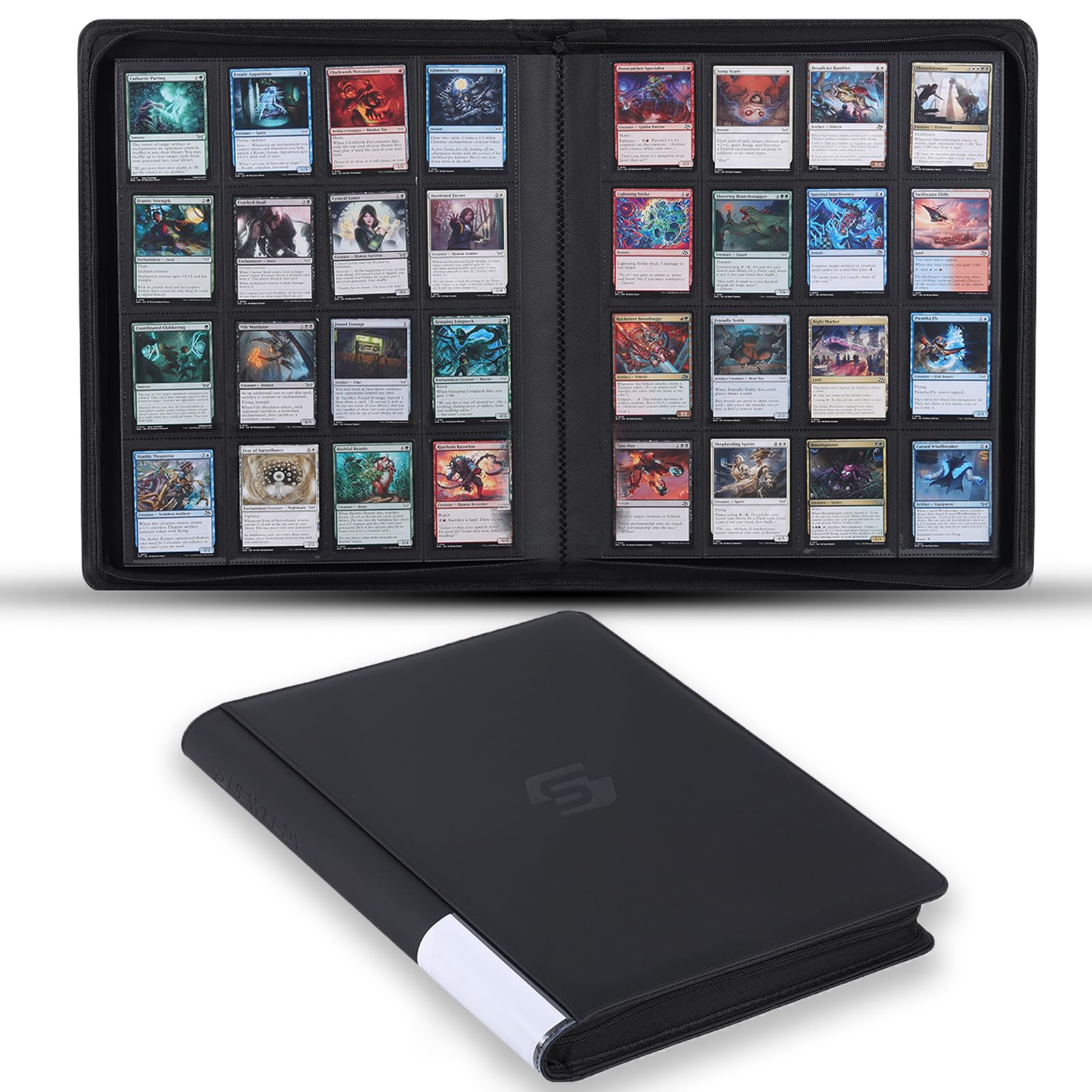 Snekdy premium 1024-pocket trading card binder, 16-pocket cards album, waterproof PU-leather Cover album with side loading, holds gaming, baseball
