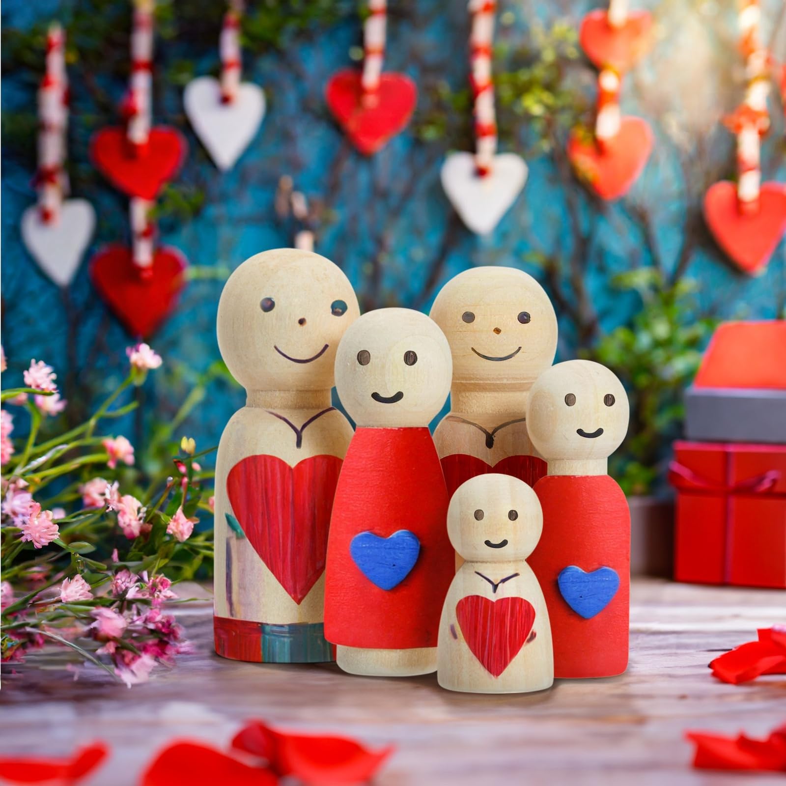 Juvale Unfinished Wooden Peg People - 50-Piece Set, 5 Sizes & Natural Wood - DIY Painting Peg Dolls & Wooden Doll House People - Family Constellations