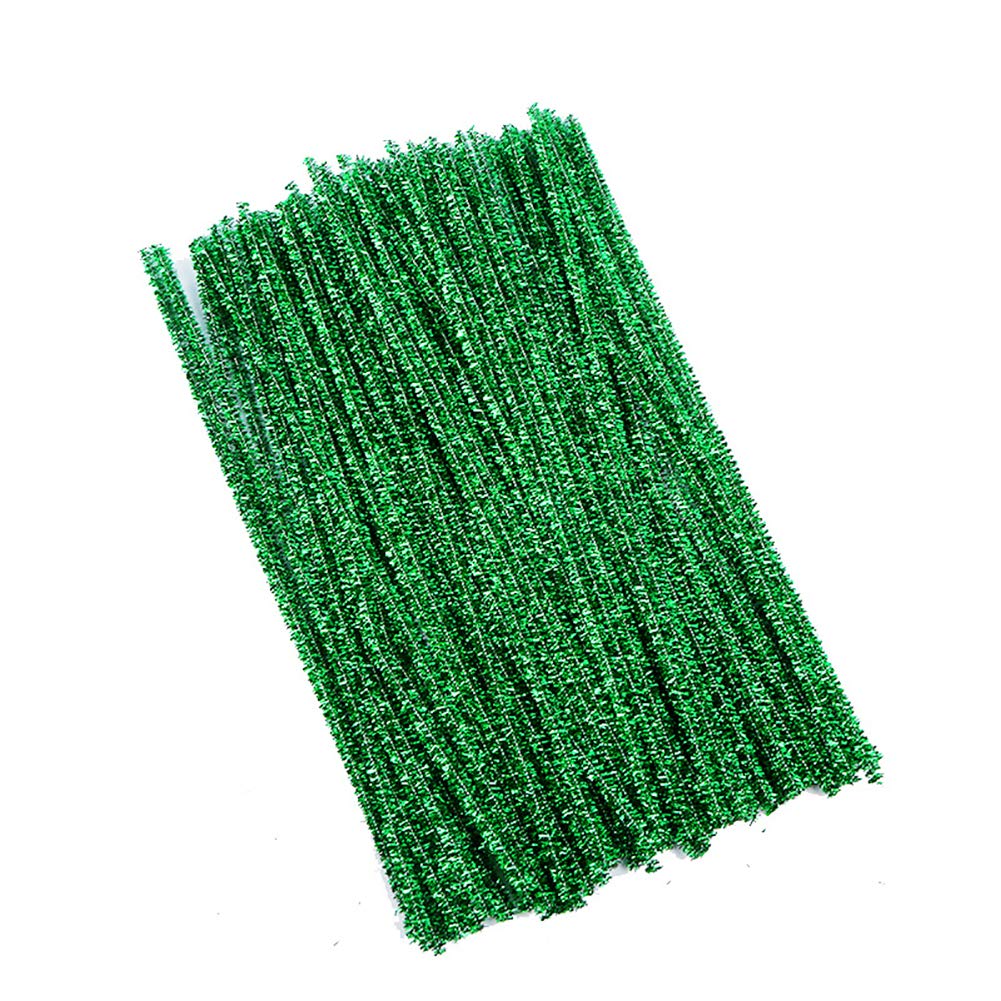 ccHuDE 200 Pcs Shiny Chenille Stems Glitter Pipe Cleaners Metallic Tinsel Stems for Christmas DIY Arts and Crafts Green