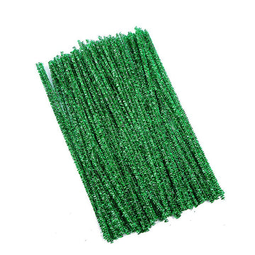 ccHuDE 200 Pcs Shiny Chenille Stems Glitter Pipe Cleaners Metallic Tinsel Stems for Christmas DIY Arts and Crafts Green