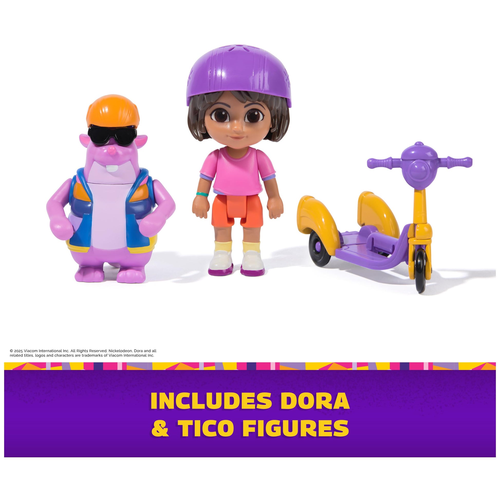 Dora, Zoom & Explore Adventure Pack with Dora & Tico Toy Figures & 3-Wheeled Scooter Accessory, Kids Toys for Girls & Boys Ages 3 and Up