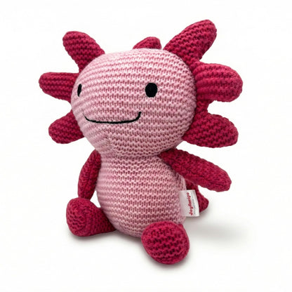 JoyAmigo Pink Crochet Axolotl Plush, 10 Inch Soft Stuffed Animal, Kawaii Plushie for Girls and Kids, Nursery Decor, Bedtime Buddy, Birthday Gift