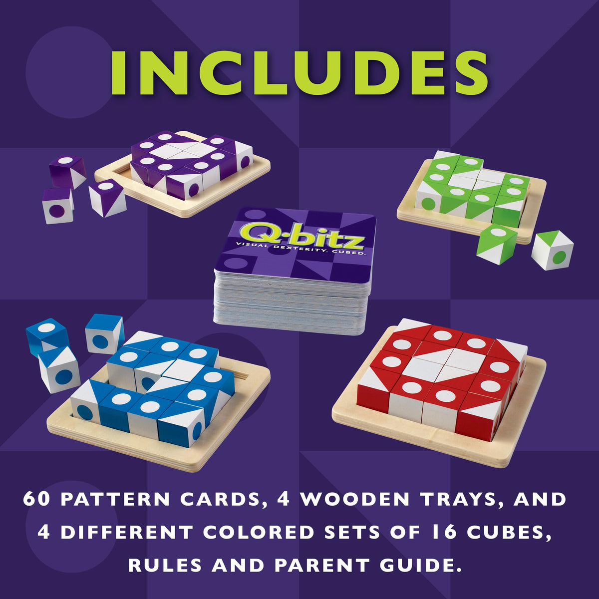 Mindware Q-Bitz Pattern Matching Fun Board Games for Family Game Night | Ages 8 and up 2-4 Players