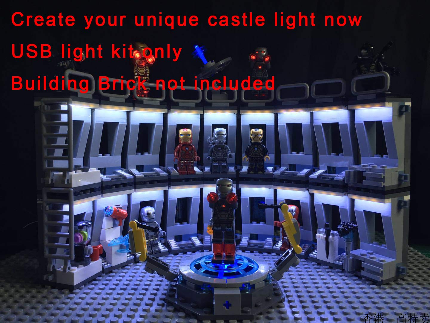 3 Packs X LED Down Lights (USB Powered Brick White LED), Compatible with Lego Bricks or Major Brand Bowerful